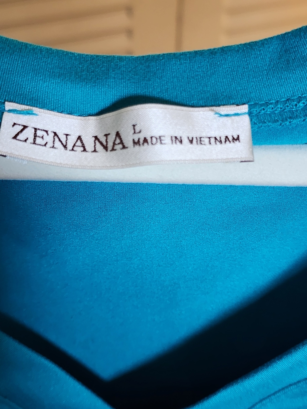 NWOT. Zenana Outfitters Teal V-Neck Relaxed Tunic and Biker Shorts - Size Large - Picture 4 of 7